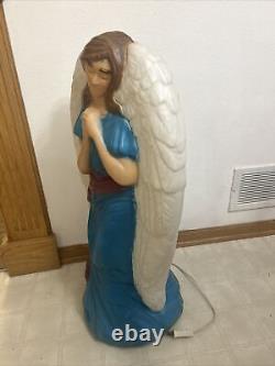 VTG GENERAL FOAM Blue ANGEL CHRISTMAS Blow Mold WithCord 31 Tall NATIVITY