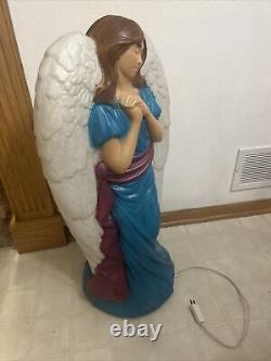 VTG GENERAL FOAM Blue ANGEL CHRISTMAS Blow Mold WithCord 31 Tall NATIVITY