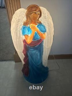 VTG GENERAL FOAM Blue ANGEL CHRISTMAS Blow Mold WithCord 31 Tall NATIVITY