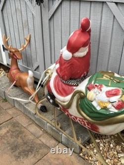 VTG General Foam Plastics Blow Mold Santa in Sleigh withReindeer @READ@ NO SHIP