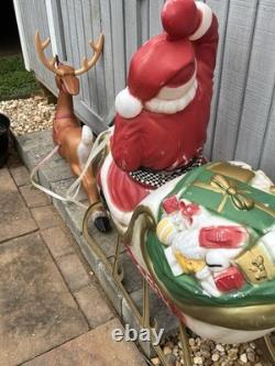 VTG General Foam Plastics Blow Mold Santa in Sleigh withReindeer @READ@ NO SHIP
