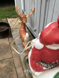 VTG General Foam Plastics Blow Mold Santa in Sleigh withReindeer @READ@ NO SHIP