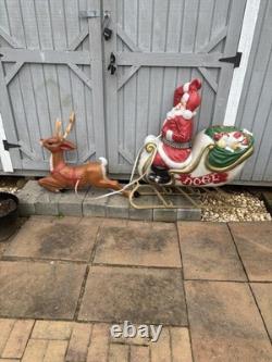 VTG General Foam Plastics Blow Mold Santa in Sleigh withReindeer @READ@ NO SHIP