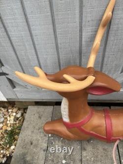 VTG General Foam Plastics Blow Mold Santa in Sleigh withReindeer @READ@ NO SHIP