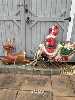 VTG General Foam Plastics Blow Mold Santa in Sleigh withReindeer @READ@ NO SHIP