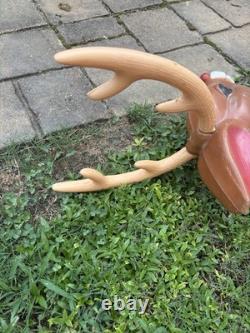 VTG General Foam Plastics Blow Mold Santa in Sleigh withReindeer @READ@ NO SHIP