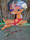 Vtg Grand Venture Lighted Santa Reindeer Christmas Blow Mold Yard Decor Clean