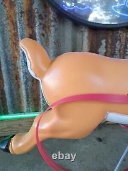 VTG Grand Venture Lighted Santa Reindeer Christmas Blow Mold Yard Decor CLEAN