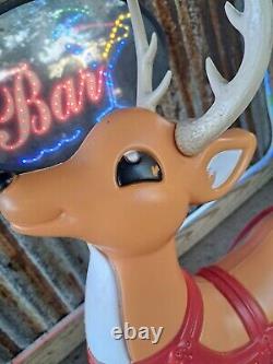 VTG Grand Venture Lighted Santa Reindeer Christmas Blow Mold Yard Decor CLEAN