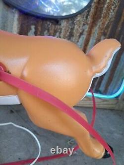 VTG Grand Venture Lighted Santa Reindeer Christmas Blow Mold Yard Decor CLEAN