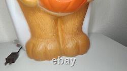 VTG HALLOWEEN BEAR Blow Mold Pumpkin Masked Bandit Lighted Yard Decor Teddy