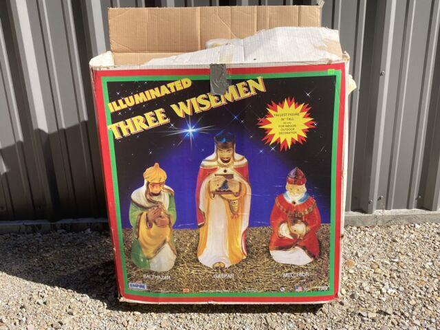 Vtg Illuminated Empire 3 Three Wisemen Christmas Nativity Blow Molds Set Withbox