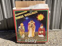 VTG Illuminated Empire 3 Three Wisemen Christmas Nativity Blow Molds Set WithBox