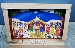 VTG Lidco RARE Huge Blow Mold 3D Lighted Nativity Christmas Scene w Box 46x28