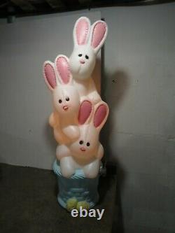 VTG RARE HTF 32 Drainage Industries Easter Bunny Rabbit Stack Lighted Blow Mold