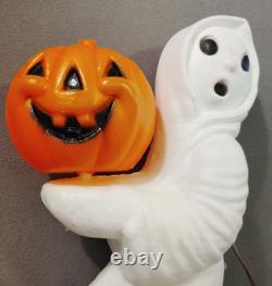 VTG RUNNING GHOST With JACK O LANTERN PUMPKIN HALLOWEEN 13 BLOW MOLD General Foam