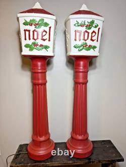 VTG Set Of 2 Blow Mold Dapol NOEL Lampposts Lighted Christmas Outdoor Working