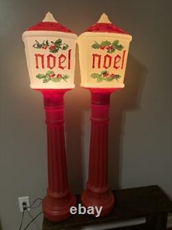 VTG Set Of 2 Blow Mold Dapol NOEL Lampposts Lighted Christmas Outdoor Working