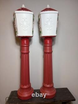 VTG Set Of 2 Blow Mold Dapol NOEL Lampposts Lighted Christmas Outdoor Working