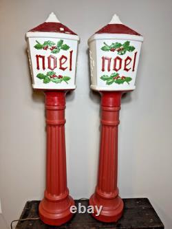 VTG Set Of 2 Blow Mold Dapol NOEL Lampposts Lighted Christmas Outdoor Working