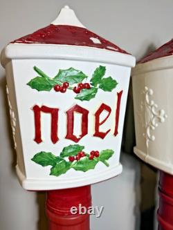 VTG Set Of 2 Blow Mold Dapol NOEL Lampposts Lighted Christmas Outdoor Working