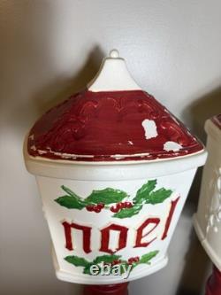 VTG Set Of 2 Blow Mold Dapol NOEL Lampposts Lighted Christmas Outdoor Working