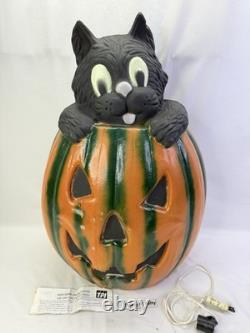 VTG TPI Halloween Blow Mold 28 Jack-O'-Lantern with Black Cat in Pumpkin