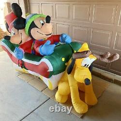 Very Rare 8 Gemmy Airblown Inflatable Mickey Minnie Pluto Sleigh Disney Holiday