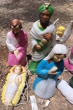 Vintage 11 Piece Empire Nativity Blow Mold Small Set Christmas Lighted Decor