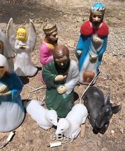 Vintage 11 Piece Empire Nativity Blow Mold Small Set Christmas Lighted Decor