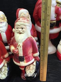 Vintage 11 Piece Lot Blowmold Christmas Plastic Lawn Ornaments Santa Clause