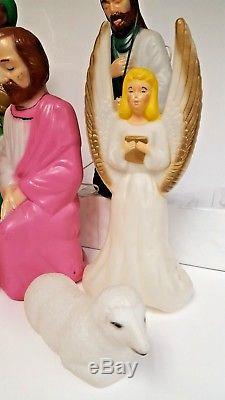 Vintage 11 piece Empire Nativity Mini Blow Mold Christmas Set Jesus Mary Joseph