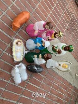 Vintage 11Piece Blow Mold Nativity Set Empire Outdoor Lighted Made In USA
