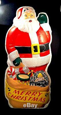 Vintage 1959 Noma Lighted Santa Claus Blow Mold 4 Ft x 2 Ft NICE LOOK & READ