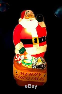 Vintage 1959 Noma Lighted Santa Claus Blow Mold 4 Ft x 2 Ft NICE LOOK & READ