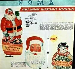 Vintage 1959 Noma Lighted Santa Claus Blow Mold 4 Ft x 2 Ft NICE LOOK & READ