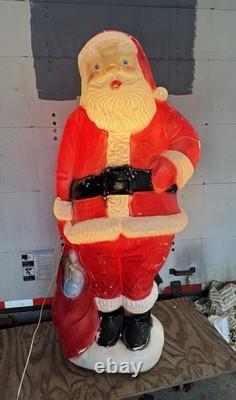 Vintage 1960s Large 5' Santa Clause Blow Mold Foam Light Up Seasonal Decoration Vintage 1960s Large 5' Santa Clause Blow Mold Foam Light Up Seasonal Decoration