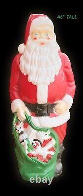 Vintage 1968 Empire Blow-Mold 46-inch Giant Santa, Christmas Light-up Lawn Santa