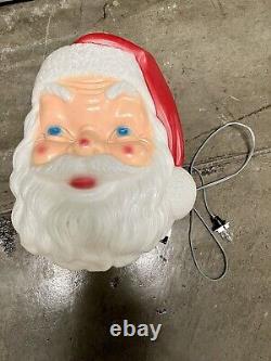 Vintage 1968 Empire Lighted Christmas Blow Mold Santa Head Face 17 USA WithCord