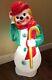 Vintage 1971 Empire Blow Mold Snowman Clown With Derby Hat And Cane 33 Tall