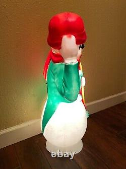 Vintage 1971 Empire Blow Mold Snowman Clown With Derby Hat And Cane 33 Tall