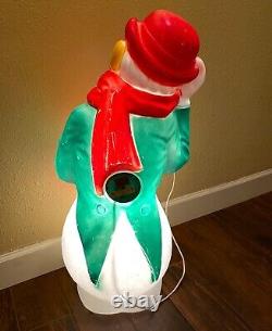 Vintage 1971 Empire Blow Mold Snowman Clown With Derby Hat And Cane 33 Tall