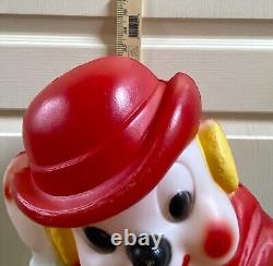 Vintage 1971 Empire Blow Mold Snowman Clown With Derby Hat And Cane 33 Tall