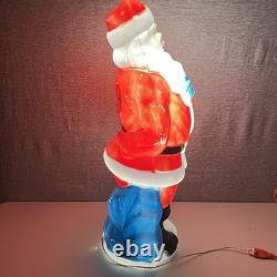 Vintage 1971 Empire Santa Claus Blow Mold 33 Blue Present Christmas Light Works