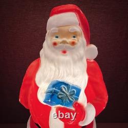 Vintage 1971 Empire Santa Claus Blow Mold 33 Blue Present Christmas Light Works