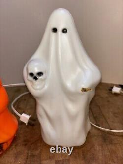 Vintage 1981 Carolina Enterprises Inc Halloween Blow Mold Witch & Ghost 9.5