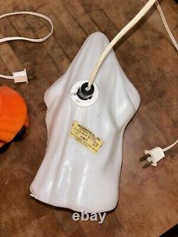 Vintage 1981 Carolina Enterprises Inc Halloween Blow Mold Witch & Ghost 9.5