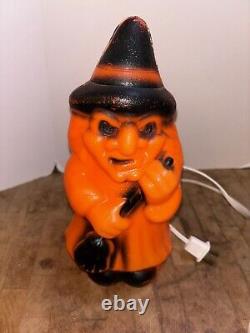 Vintage 1981 Carolina Enterprises Inc Halloween Blow Mold Witch & Ghost 9.5