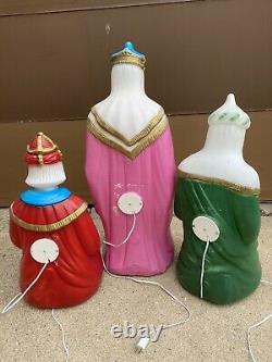 Vintage 1982 Blow Mold Christmas Lighted Outdoor Nativity Wise Men NEW ELECTRIC