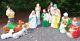 Vintage 1990s Mid-size Blow Mold Illuminated Nativity Set 12 Piece Made In Usa